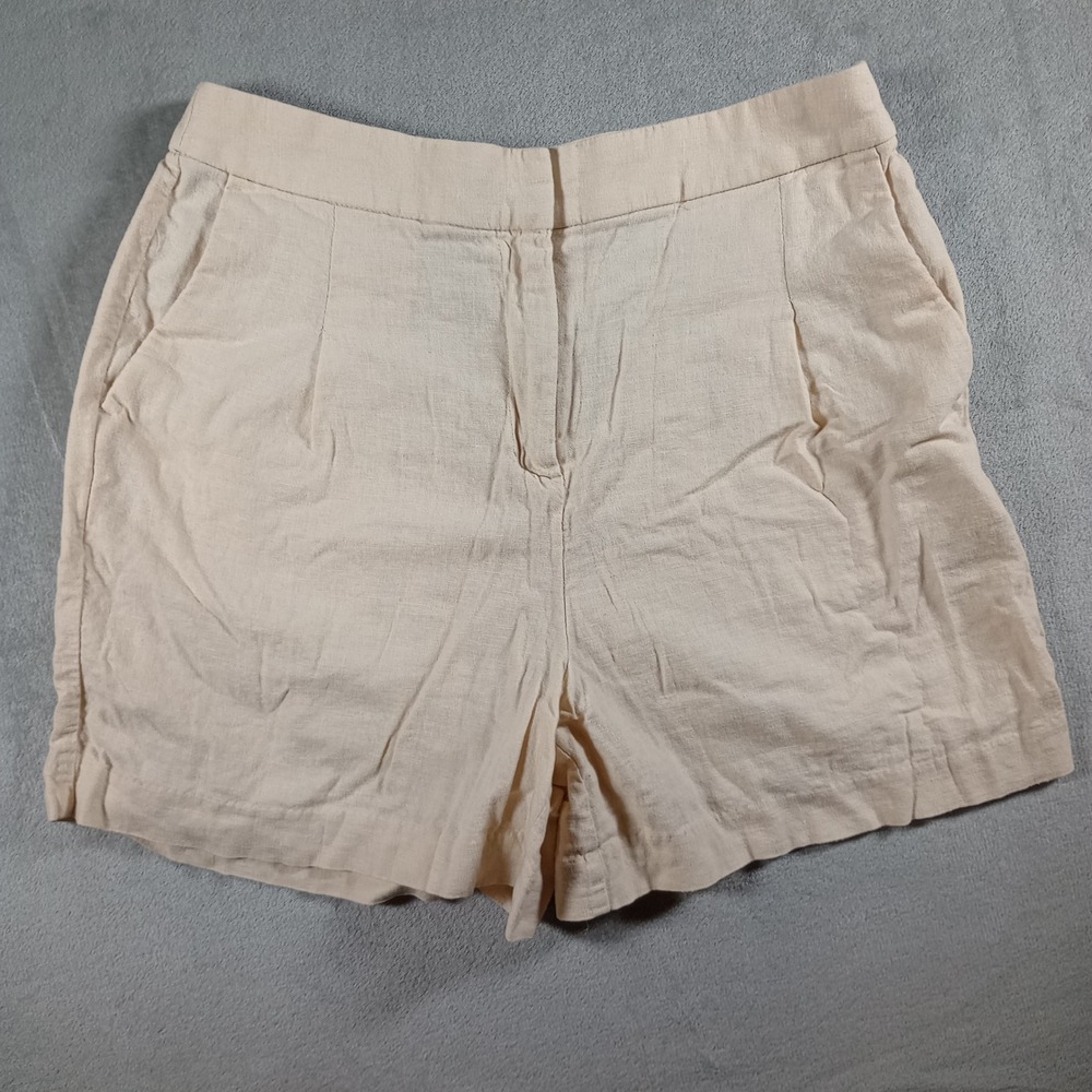 J.Crew Linen Blend Shorts Womens 8 Beige Re-Imagined BY448 Coastal Summer Chic